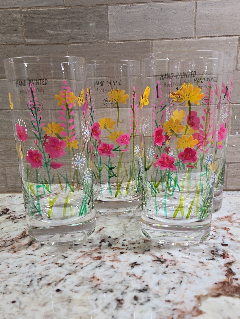 Anthropologie Vintage Hand Painted Glasses